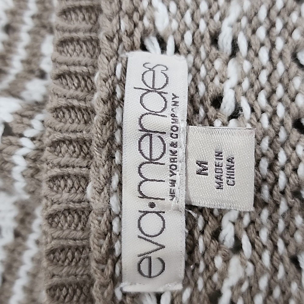 Eva Mendes‎ New York Company Women's Crochet knit Brown And White Sweater Size M - Picture 8 of 8